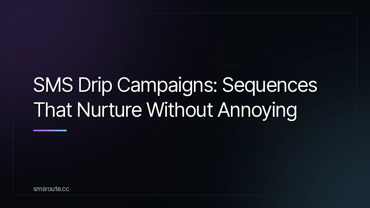 SMS Drip Campaigns: Sequences That Nurture Without Annoying — smsroute